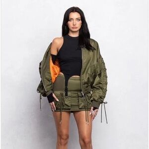 83 Eleven Collection Black Bomber Jacket and Skirt Set Size Medium